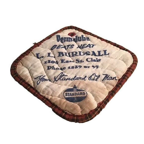 Vintage Standard Oil Permalube Advertising Potholder L.L. Burdsall Gas Station